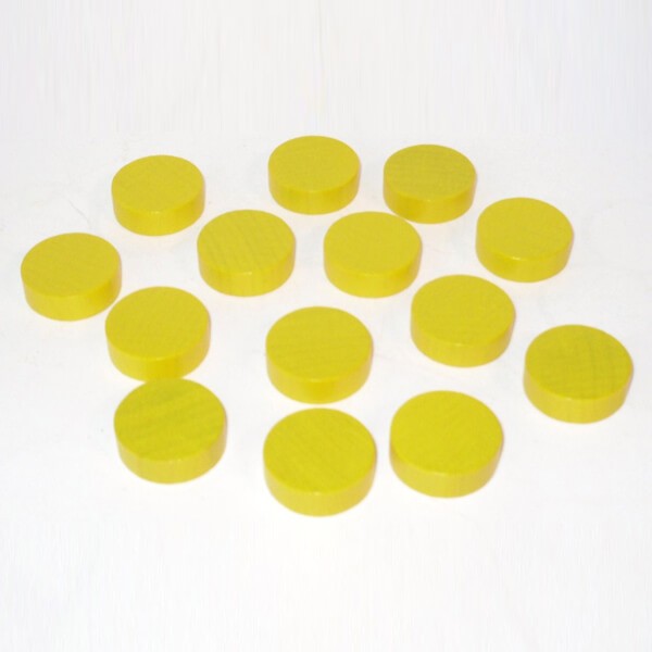 20 Spielchips, Roulette-Spielmarken, Zählchips aus Holz, gelb (30 x 8 mm)